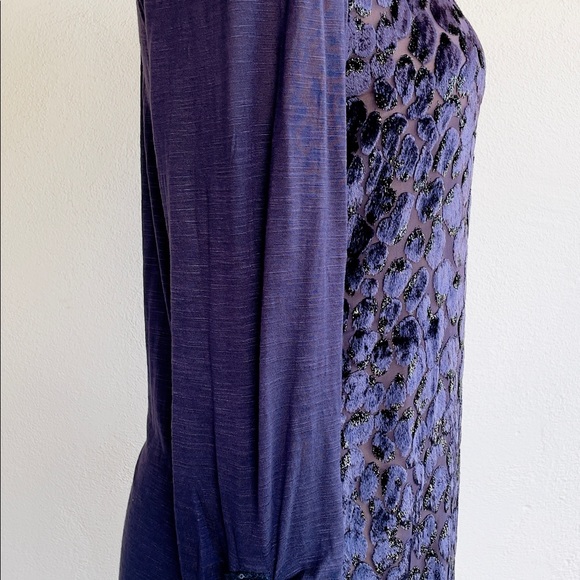Anthropologie TINY “Vaha” Purple Burnout Velvet Leopard Pattern Blouse + Sequins - Picture 7 of 13